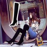 Women over the knee Boots Slip on Autumn Winter Shoes Thick heeled Elastic Suede Thigh high boots High heels Warm Long