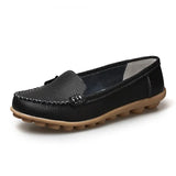 Sale Genuine Leather Women Shoes 2017 Fashion Lace up Casual Flat Shoes Peas Non-Slip Outdoor Shoes Plus Size 34