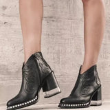 Size 2024 Embroidered Fashion Boots Women's Riveted Acrylic Crystal High-Heeled
