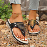 Breakj Foot Slippers Female 2024 Summer New Large Size Hollow Metal Thick Bottom Slippers