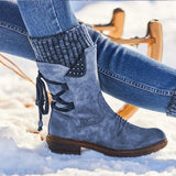 Martin Boots Winter 2021 Side Zipper Snow Boots Lace Up Women Shoes Size 43 Knitting Retro Ankle Boots Botas De
