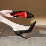 Breakj High-Heeled Shoes Black High-Grade Nude New Autumn Temperament Niche Design Patent Leather Single Shoes Fine High Heels