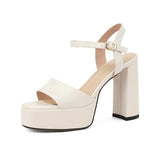 Gladiator Sandals 11 cm High Heel Cowhide Genuine Leather Casual Sandles With Buckl Open Toe Outwear Platforma
