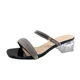 Breakj New Summer With High-Heeled Sandals Water Dew Toe Shows Coarse And High Square Head Lady Legs