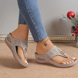 Flat-Soled Slippers Women's 2024 New Fashionable Slope Heel Herringbone