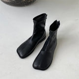Breakj Boots Martin Boots Female British Wind Spring And Autumn Single Boots 2024 New Square Head Flat Bottom Show Thin Chelsea Ankle