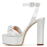 Elegant Large Size Waterproof Table Thick High Heels Knot Ankle Buckle Banquet