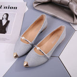 Breakj Summer Autumn New Pointed Low Heel Pearl Single Shoes Female British Flat Bottom Student Shallow Mouth Women's