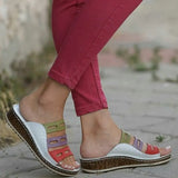 Summer Sandals For Women Shoes Retro Slip On Cork Leather Ladies Sandals Beach Slipper Gladiator Sandals Women Flip
