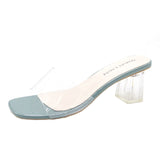 2020 Clear Heels Sandals Women Sandals Summer Transparent PVC Shoes Square High Pumps Jelly Buty Damskie Gladiator Square