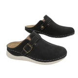 Breakj Slipper Female 2025 Summer New Baotou Half Slipper Solid Color Slope With Rivevet Metal Buckle Beach Women's
