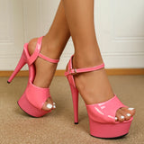 Breakj Artifact Model High Heels Thin Heel Sexy Black Waterproof Table 15Cm Hate Day Superb High Heel Sandals Female
