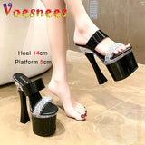 Rhinestone Fashion Women Shoes Summer Thick Platform Sandals Plus Size Europe And America Slippers Sexy Model High