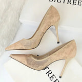 Breakj Large-Size Lace High-Heeled Women 2025 New Summer Lace Women's Sandals Tip Banquet Fine Heel Single
