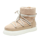 Women Warm Fur Ankle Snow Boots Girls Platform Waterproof Shoes Fashion Suede Female Outdoor Casual Flats Booties Drop