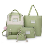 2022 NEW 5-piece set School backpack Canvas Korean Large capacity Women's backpack Kawaii cute doll school girl backpack