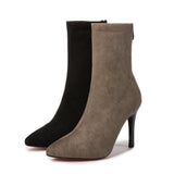 Breakj 2025 New Women's Boots Fashion Velvet Fine And Mid-Sleet Boots Tips High And Fashion