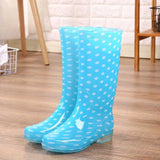 Rain Boots Women Print PVC Waterproof Shoes for Girls Knee-high Slip on Anti Skip Boots Long Tube Botas Fashion Size