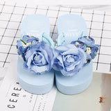 Handmade Slippers Summer Flip Flop Flowers Decoration Female Flip Flops High Heel EVA Bohemia Beach Sandal Slippers