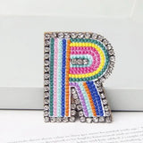 Jewelry 26 English DIY Name Letters Alphabet Rainbow Embroidery with Pin Ouch Beeding Womens Brooches Patches