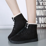 Snow Boots Flat Lace Up Winter Plus Size Platform Ladies Warm Shoes 2021 New Flock Fur Women's Suede Ankle Boots