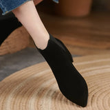Women's Boots Pointed Toe Square Heel Chelsea Ladies Short Boots Solid Color Ins Office Lady Fashion Comfy Female