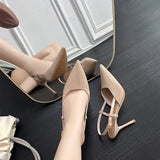 Breakj Sandals Women 2025 Spring New Pointed Fairy Style Naked Color After The Empty Buckle With Fine High