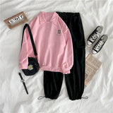 Two Piece Outfits Sets Clothes Long-sleeved Casual Tooling Leggings Two-piece Suit Female Student Korean Loose