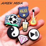 Shoe Charms Guitar PVC Croc Accessories Decorations Milk Tea Pink Diamond Play JIBZ Charm Buckle for Kids Party Xmas