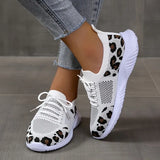 Breakj Large-Size Casual Canvas Shoes Women's Leopard Lace With Water Drill Mesh Shoe Size Single