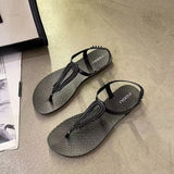 New Women's One-line Strap Sandals Roman Fashion Flat Sandals Casual Beach Sandals Women Ladies Shoes