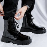 Breakj Boots Men's British Boot Men's 2023 Bright Leather Work Leather Shoes