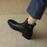 Breakj New Soft Skin And Ankle Boots Flat And Bare Boots Round Heel Chelsea