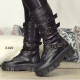 Breakj Bottom Martin Boots Autumn And Winter New Round Head Belt Buckle Locomotive Boots Women's Boots