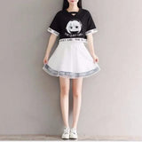harajuku two piece set girls tshirt and skirt 2 piece set women anime figure preppy Korean loose 2020