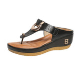 Breakj Size Slope With Hollow Toe Slippers Female Thick Bottom Buckle Lightweight Beach