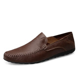 Leather Men Casual Shoes Italian Men Loafers Moccasins Slip On Men's Flats Breathable Hollow Out Male Driving