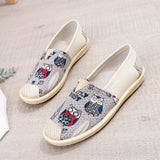 New Basic Female Flats Women Shallow Painting Canvas Shoes Ladies Slip-On Casual Shoes Breathable Fabric