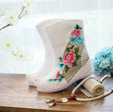 Breakj Boots Six Centimeters High Heel Ankle Boots Spring And Autumn Cloth Boots Women's Ankle Boots Embroidered Shoes Cloth Shoes Hanfu