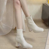Breakj Version Of The College Wind High And Short Boots 2025 Autumn And Winter New White Thin Boots French Head Thick And Martin