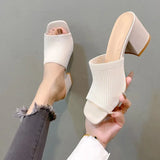 Women Sandals Slippers Luxury Summer Outdoor Casual Women Shoes Open Toe Soft High Heels Slides Black Mules Sandals Size