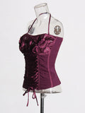 Spring 2025 New Fashion Sexy Style Brae Flower Stitching Design T-Wearing Belt Waist-Meared Blouse