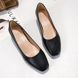Loafers Simple PU Leather Slip-on Shoes Round Toe Mid Heel Ladies Party Student Shoes Pumps Moccasins chaussures