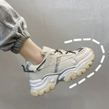 Mesh Chunky Sneakers Casual Shoes Women Sneakers Comfortable Thick Sole White Flats Platform Sneakers Round Toe Lace