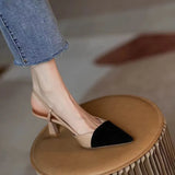 Breakj Summer New Baotou Sandals French Color Small Fragrant Wind Tip High Heels One-字 Button With Sandals Fine