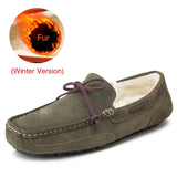 Genuine Leather Men Shoes Luxury Brand Casual Slip On Formal Loafers Men Moccasins Male Driving Shoes Warm