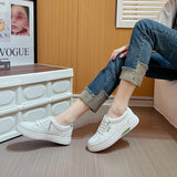 Breakj 2024 New Small White Shoes Korean Version Ins Web Celebrity Breathable Light Mouth Casual Shoes Pure Color Round Head Low Top