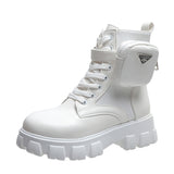 Breakj New Large-Size Ladies Pocket Locomotive Boots Female British Wind Thick Bottom With Short Barrel Knight Martin