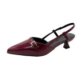 Breakj Temperament Sharp Leather-Skinned Sandals 2025 New Fairy Style Retro Fine Behind The Empty Sandals