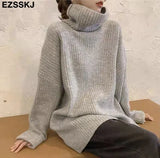 Autumn Winter highneck thick oversize Sweater pullovers Women 2021 LOOSE sweater pullovers female Long
